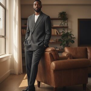 Gorgeous Giorgio Cosani Double Breasted Pinstripe Charcoal Suit